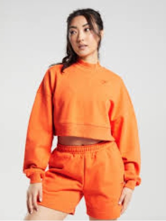 Gymshark Tops - Gymshark Orange Ribbed Cropped Sweatshirt
